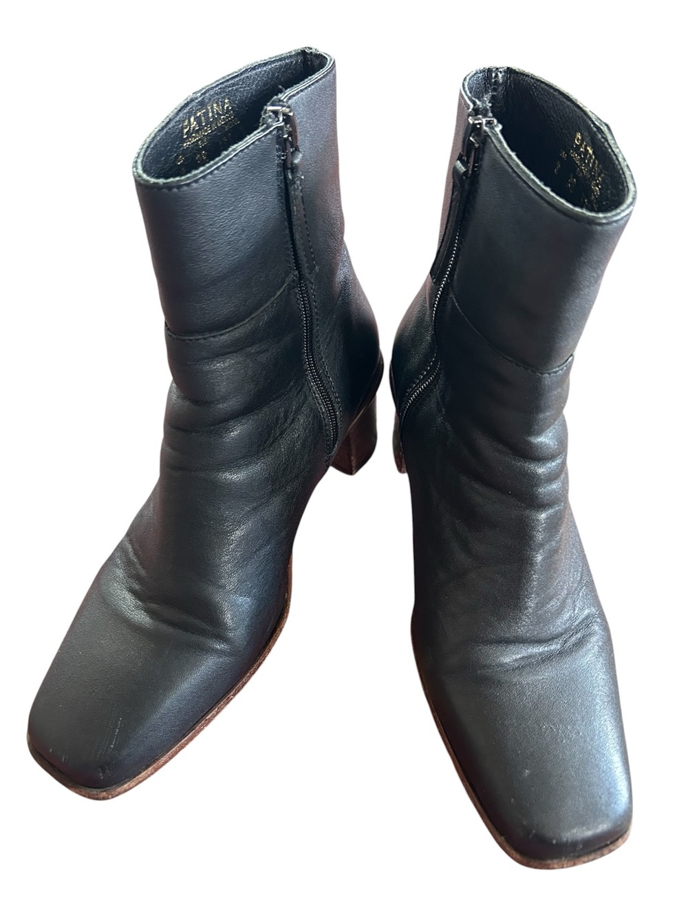 Portland Leather Patina | Women’s Black Leather Mid-Calf Side Zip Heeled Boots 8